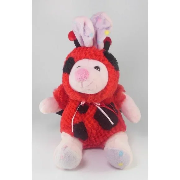 Pink Bunny in Ladybug Costume Plush 14" - Picture 2 of 8